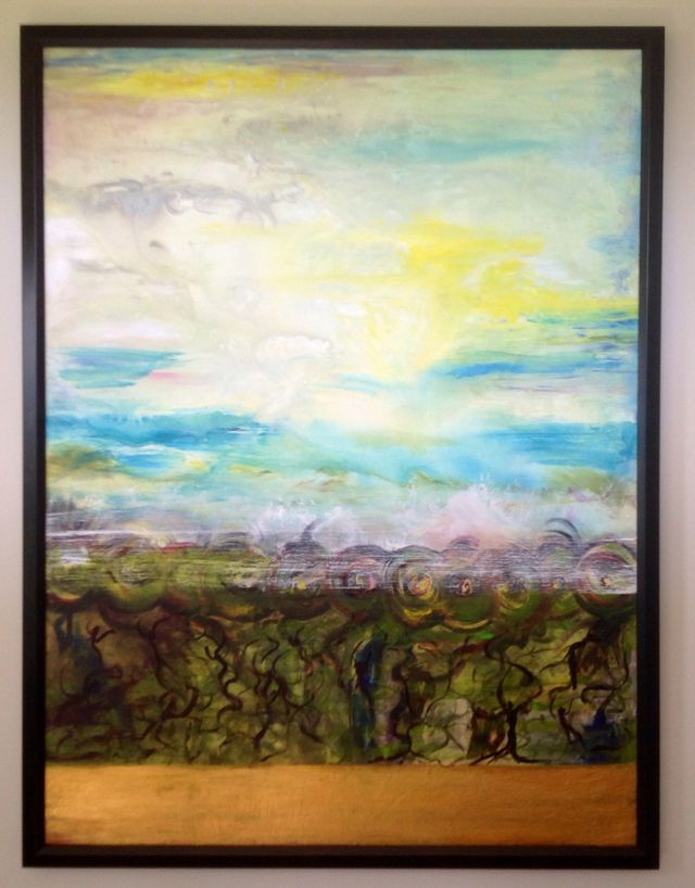 Solid growing moving floating
38x48
Acrylic 
Framed